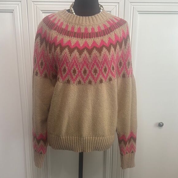 Lucky Brand Tan and Pink Sweater‎ - Picture 2 of 6